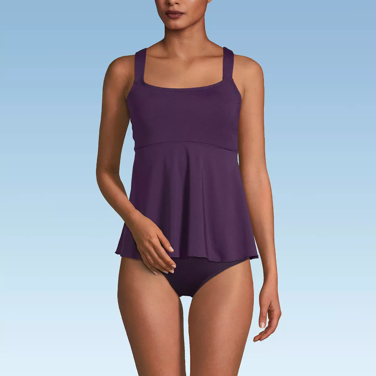 Lands' End Women's Adjustable Scoop Neck Flutter Tankini Top | Target