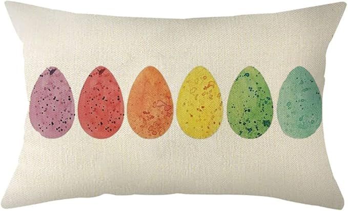Ogiselestyle Easter Bunny Egg Lumbar Throw Pillow Cover, 12 x 20 Inch Rabbit Spring Cushion Case ... | Amazon (US)