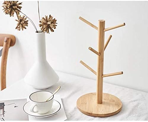 DYT Bamboo Mug Rack Tree, Organic Bamboo Mug Holder, Mug Hook,Mug Stand,Coffee Cup Dryer with 6 H... | Amazon (US)