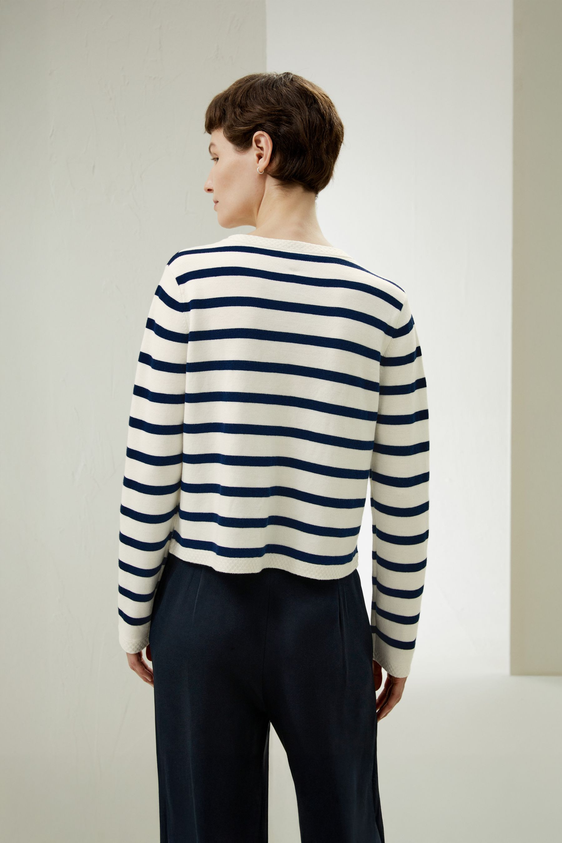 Gariana Striped Wool Cardigan | LILYSILK