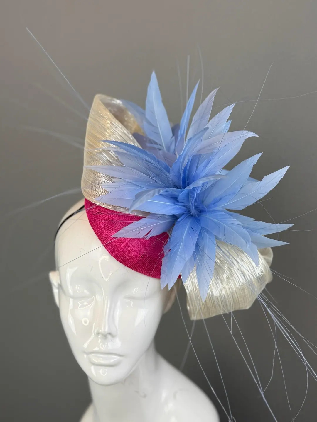 Periwinkle, Pink and Silver Kentucky Derby Fascinator, Derby Hat Alternative (GOLD LINE) - Etsy | Etsy (US)