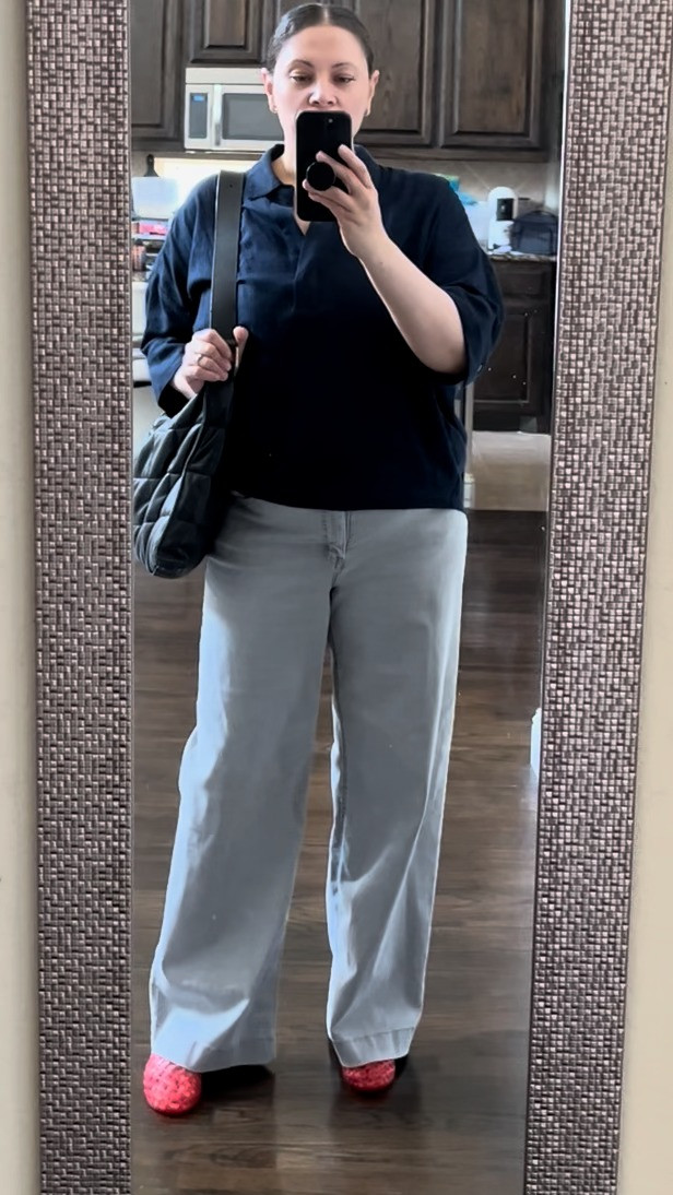 I love this linen top but I bought a large and it's very oversized. I recommend sizing down one size. 

 #LTKootd #LTKOver40 #LTKMidsize
