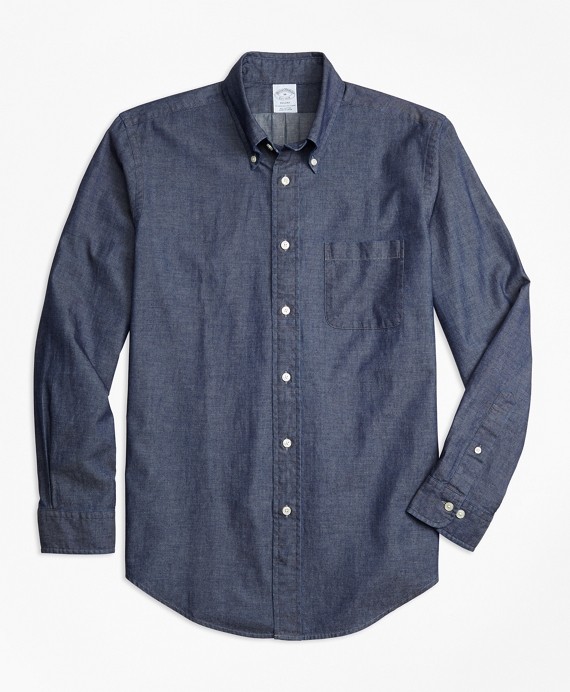 Regent Fit Indigo Chambray Sport Shirt Regent Fit | Brooks Brothers