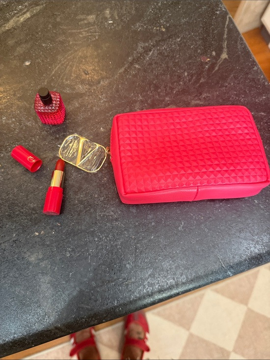 Valentino Garavani Red Quilted Makeup Pouch with  Lipstick and mini purfume | Poshmark