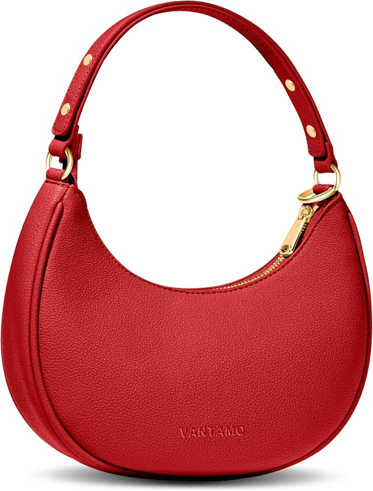 Vantamo Purse For Women, Small Trendy Crescent Moon Shoulder Hand Bag, Faux Leather, Anti Theft R... | Amazon (US)