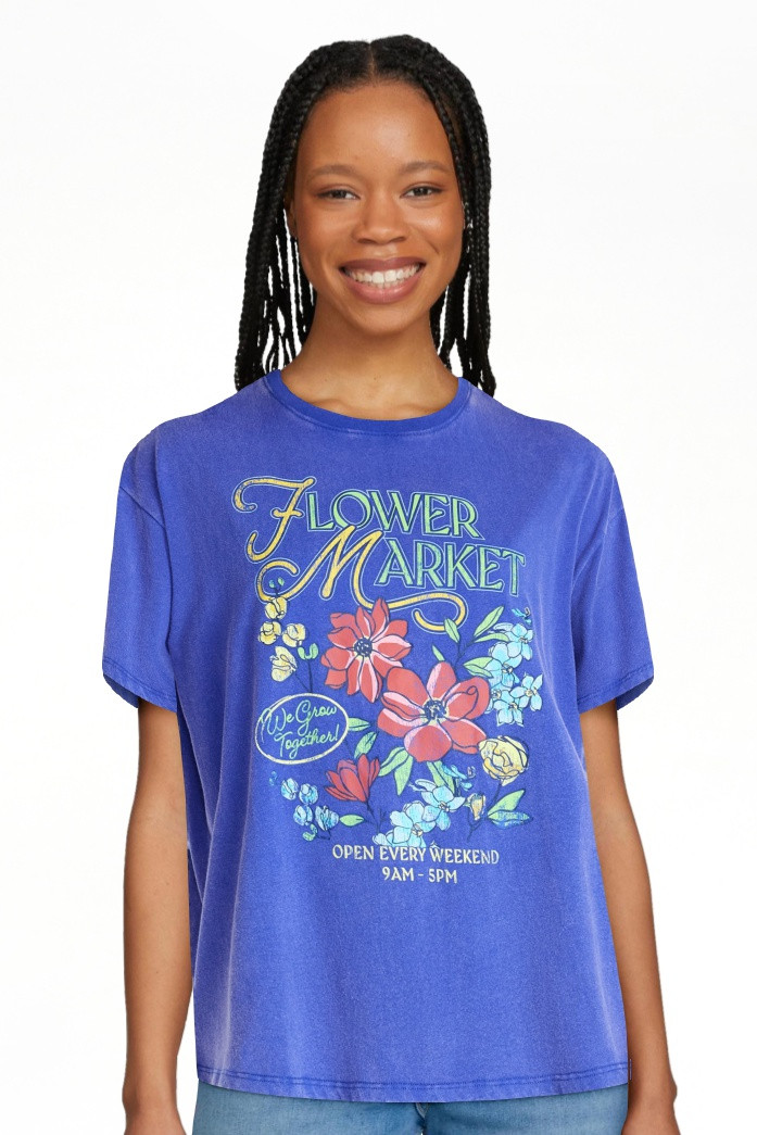 Mother\u2019s Day Women\u2019s Flower Market Cotton Graphic Tee from Way to Celebrate, Sizes S-XX... | Walmart (US)