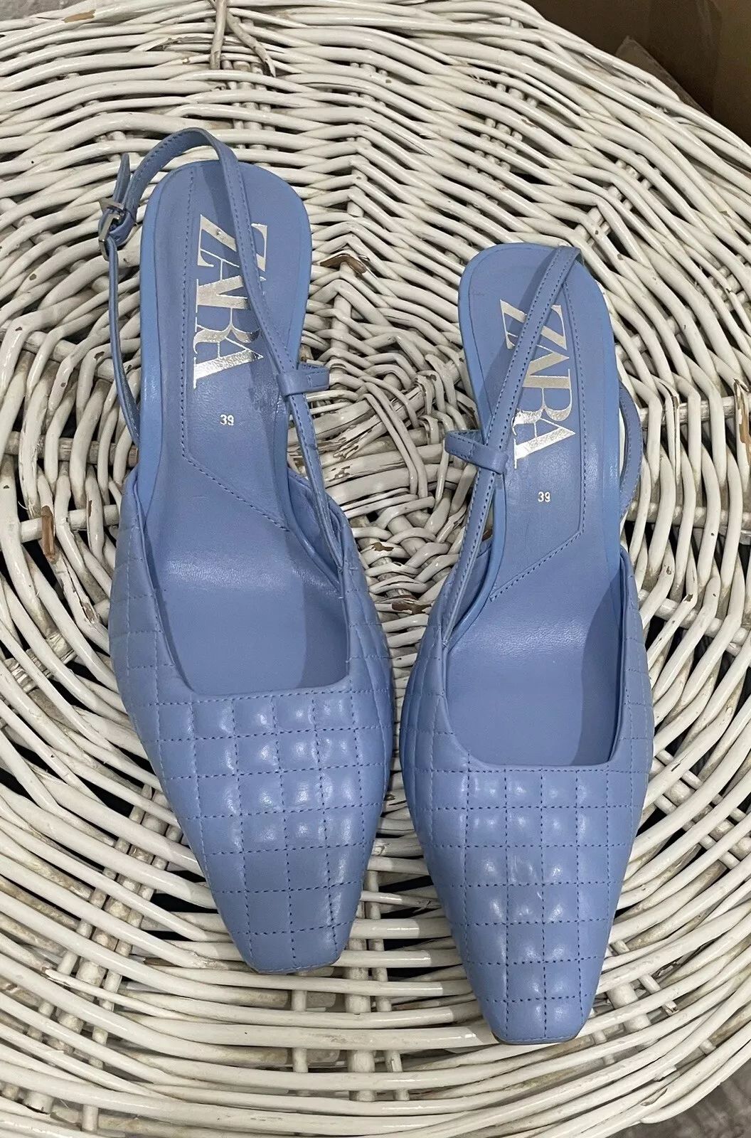 NWT zara Blue quilted pump, 3 Inch heel shoes Size 39 (8)  | eBay | eBay US