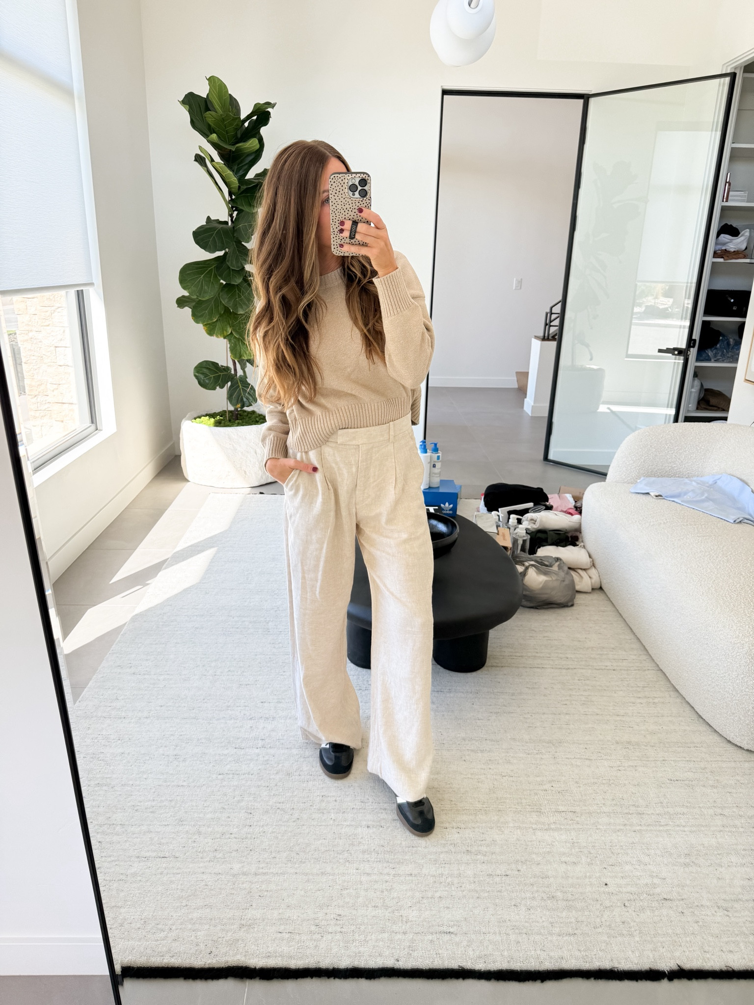 Todays outfit!! Loving the all neutral sweater and linen pants! 

Both fit true to size! Size down a half size in the samba shoes!

#LTKSeasonal