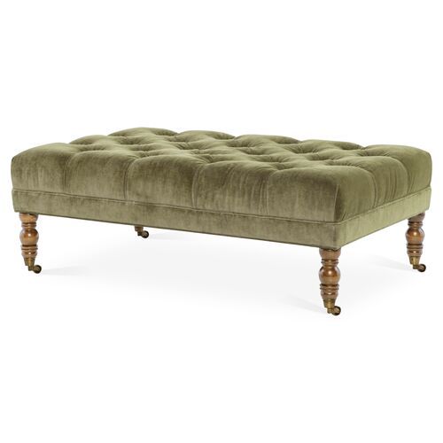 Anna Cocktail Ottoman, Lichen Velvet | One Kings Lane