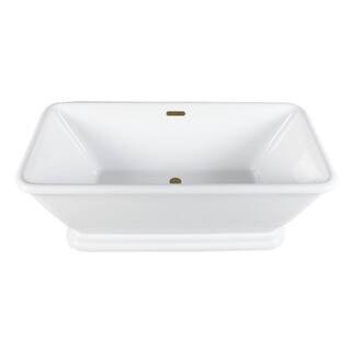 Aqua Eden 60 in. x 28 in. Acrylic Flatbottom Freestanding Soaking Bathtub in White/Antique Brass with Drain | The Home Depot