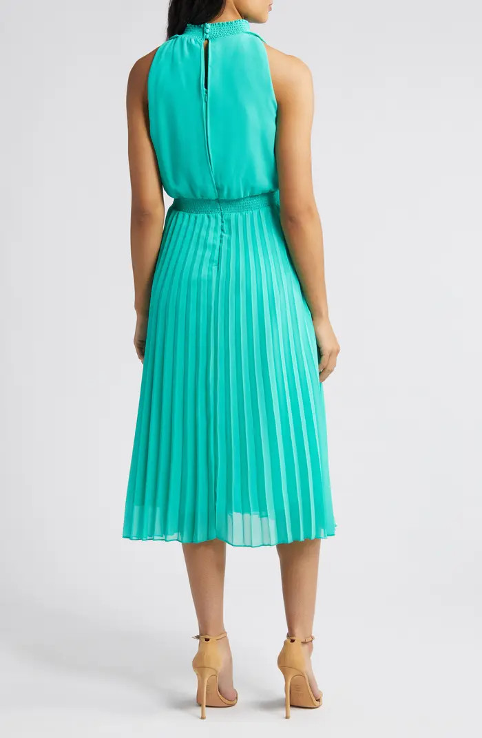 Smocked Plissé Midi Dress | Nordstrom