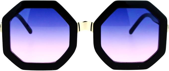 SA106 Womens Thick Plastic Octagon Retro Designer Sunglasses | Amazon (US)