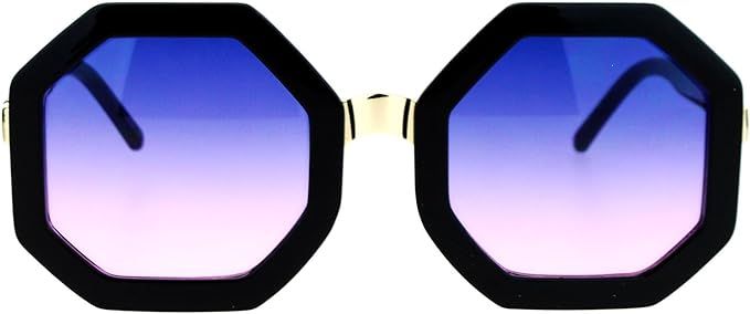 SA106 Womens Thick Plastic Octagon Retro Designer Sunglasses | Amazon (US)