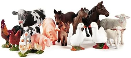 Boley Farm Animal Figurines - 15 Piece Playset of Small Realistic Plastic Assorted Farm Animals f... | Amazon (US)