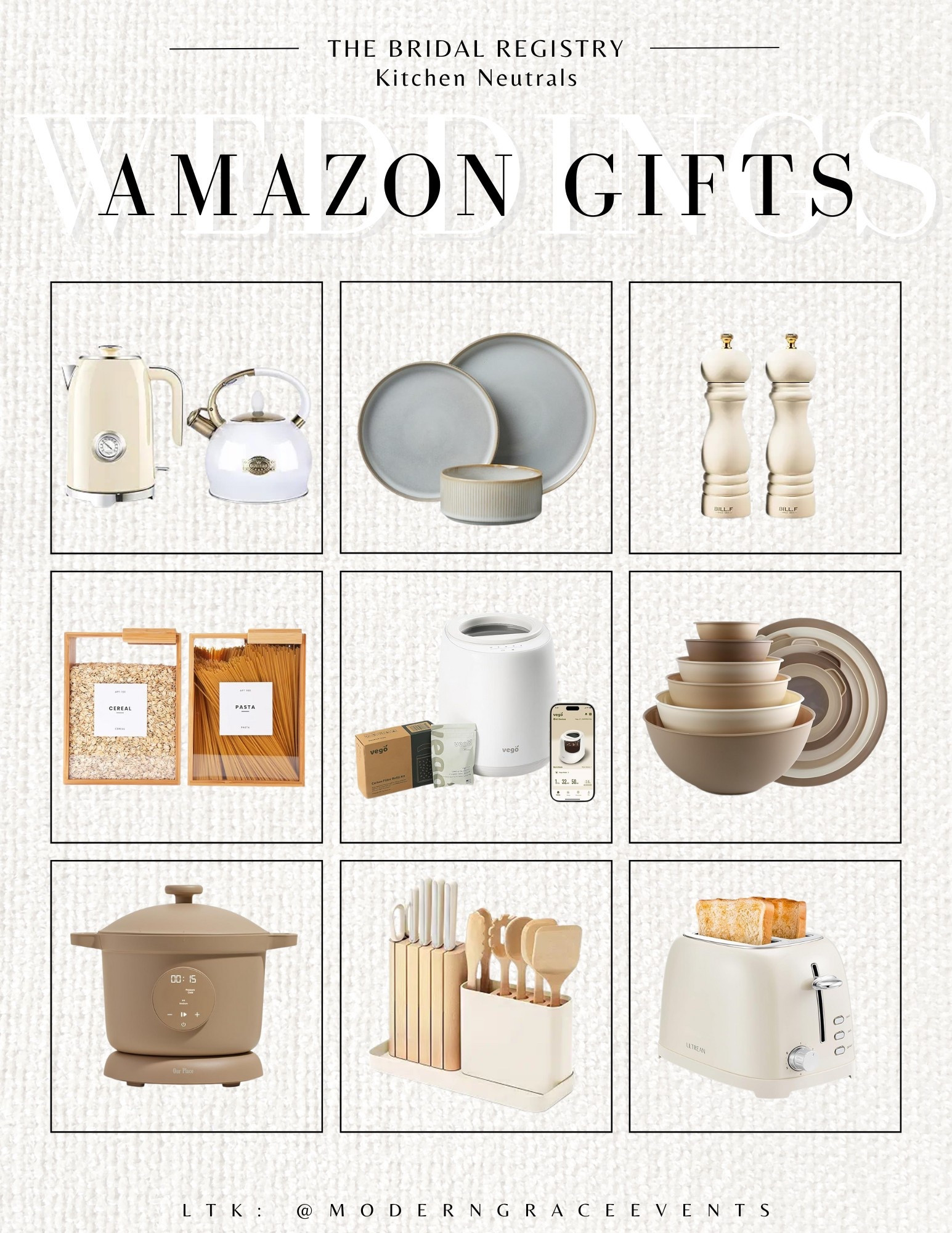 Bridal Registry - Kitchen Neutrals. 
Style your newlywed home with these Amazon kitchen must haves!

#LTKHome #LTKGiftGuide #LTKWedding