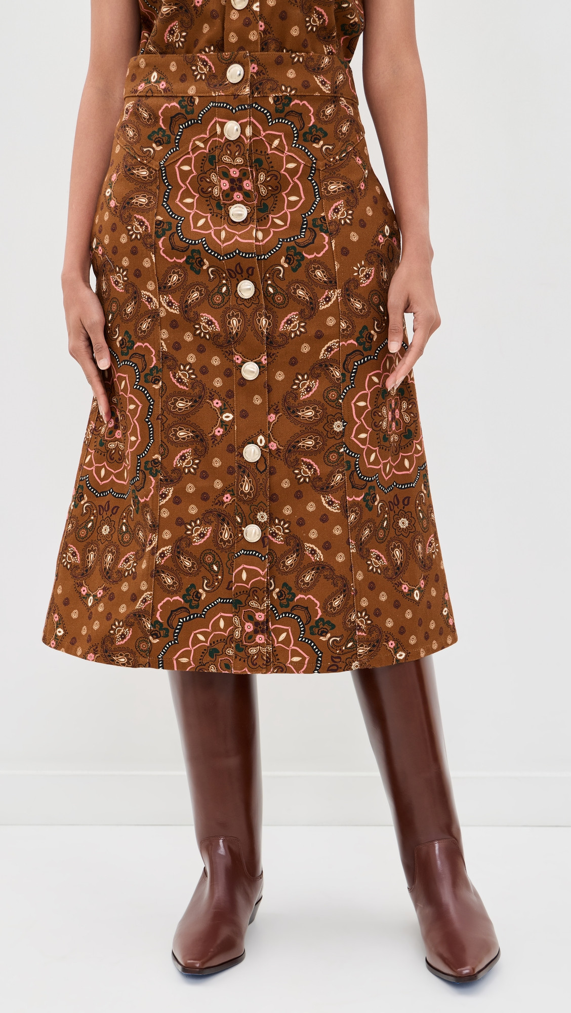Cara Cara Juniper Midi Skirt Bandana Camel 4 | Shopbop