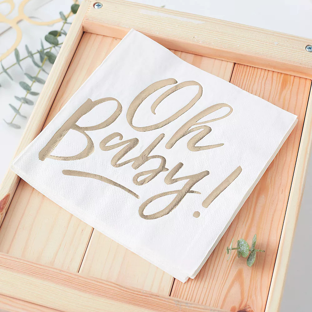 Ginger Ray Metallic Gold Oh Baby Lunch Napkins 16ct | Party City