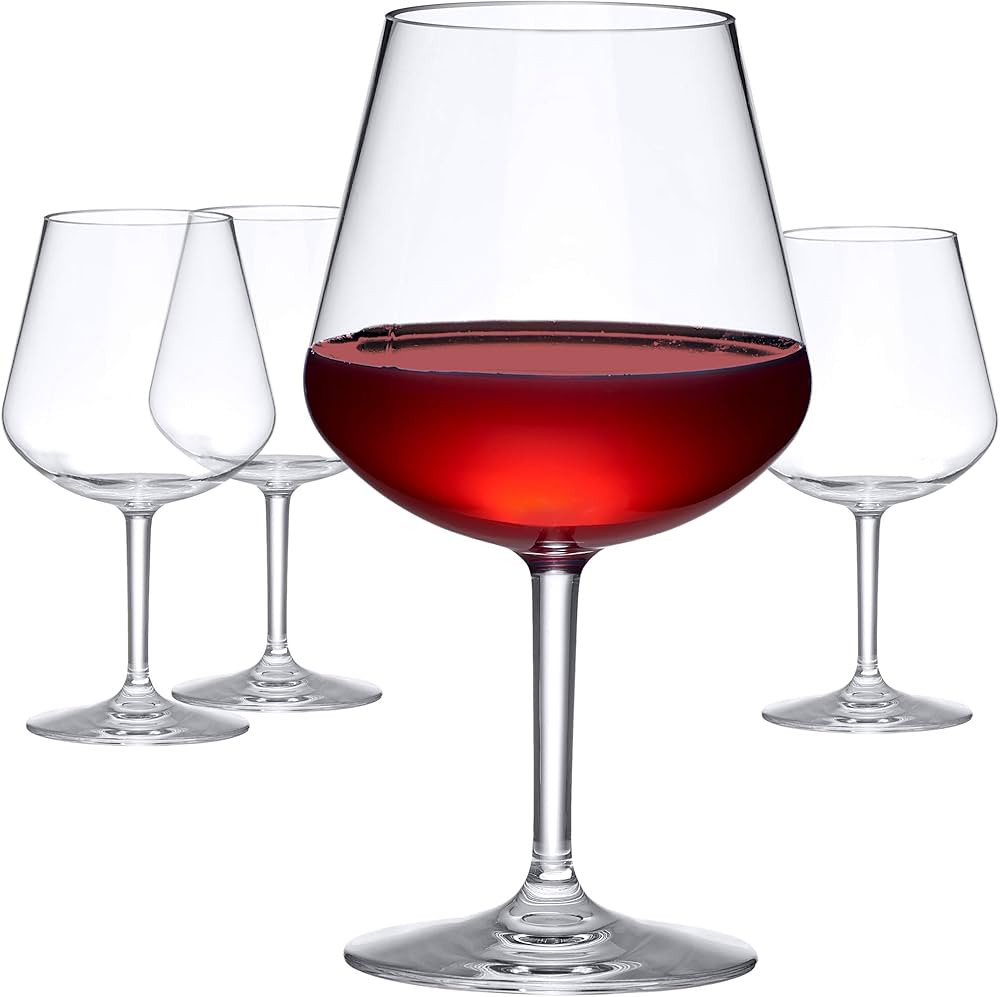 Amazing Abby - Sienna - 20-Ounce Unbreakable Tritan Wine Glasses (Set of 4), Plastic Red Wine Gla... | Amazon (US)