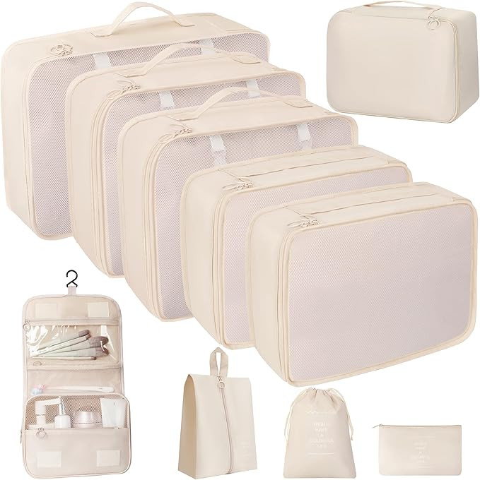 10 Pcs Set Packing Cubes For Travel Packing Organizers Travel Essentials Luggage Organizer Bags,E... | Amazon (US)