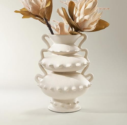 Z Gallerie Savior Tiered Porcelain Vase – Ivory Matte Speckled with Sculptural Handles, Bold Statement Vase for Modern Home | Amazon (US)