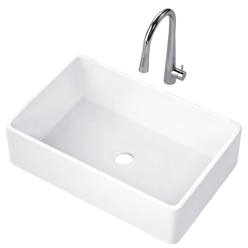 33" L x 20" W Farmhouse Kitchen Sink With Faucet | Wayfair North America