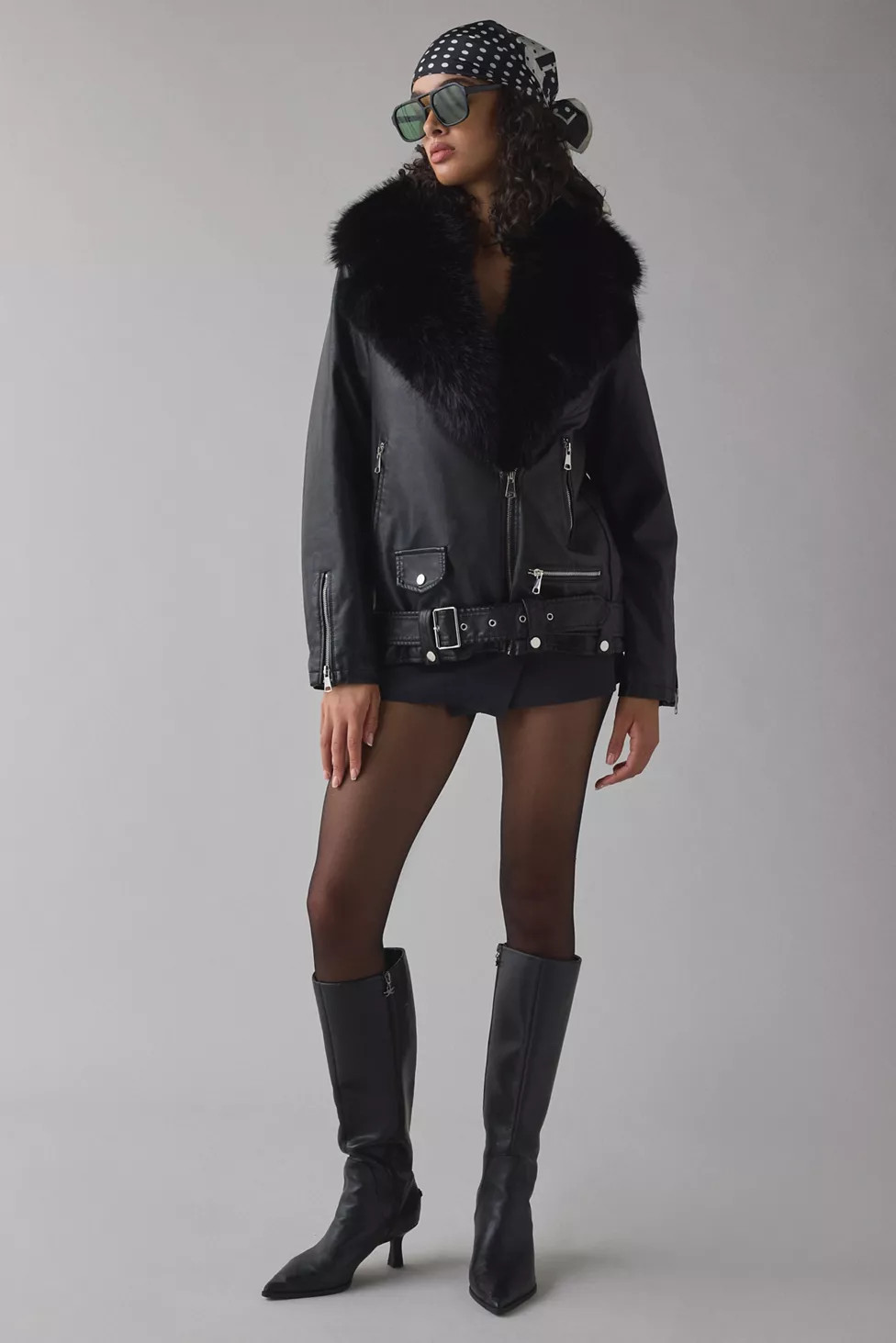 Azalea Wang Aurelia Faux Fur Trim Faux Leather Moto Jacket | Urban Outfitters (US and RoW)