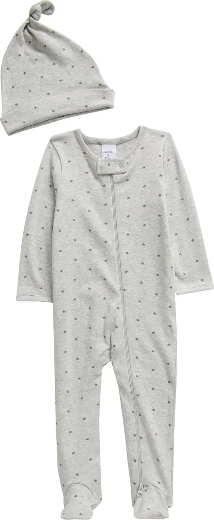 Nordstrom Print Zip Footie & Beanie Set | Nordstrom | Nordstrom