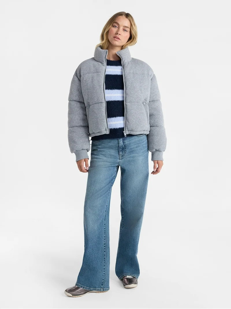No Boundaries Knit Puffer Jacket, Women's | Walmart (US)