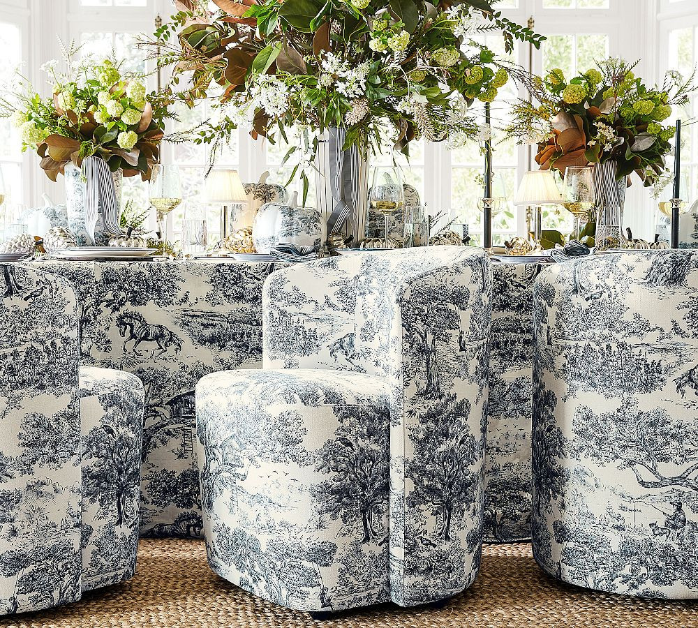 Brandon Maxwell Groveland Toile Upholstered Dining Chair | Pottery Barn (US)