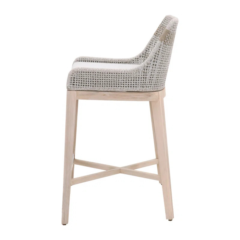 Bowker 30.5" Teak Patio Bar Stool with Cushion | Wayfair North America
