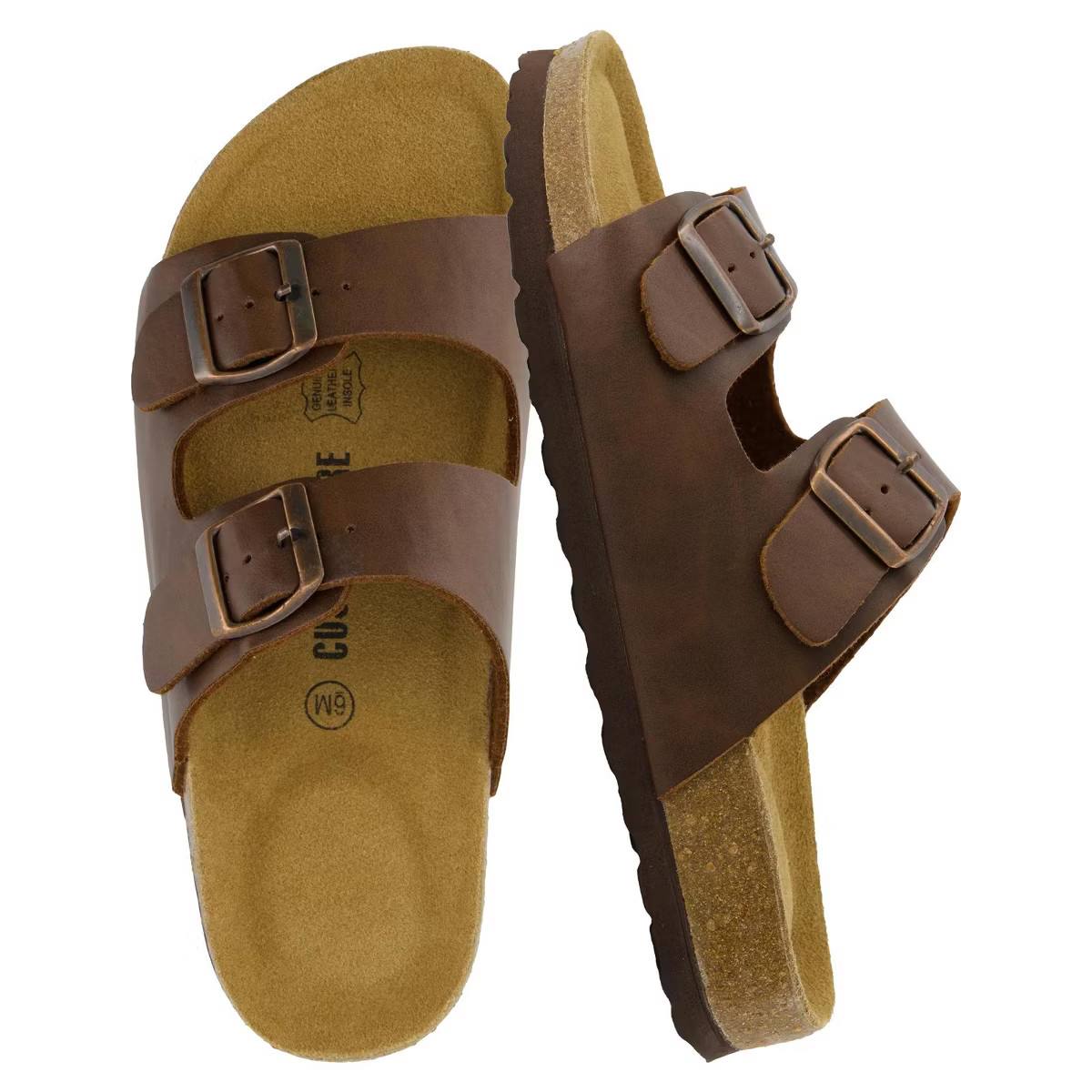 CUSHIONAIRE Lane Cork Footbed Sandals for Women –Comfortable Double Buckle Slip-On with Genuine... | Target