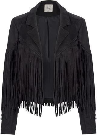 Glam and Gloria Women's Faux Suede Moto Jacket with Fringe Tassels Western Biker Jacket | Amazon (US)