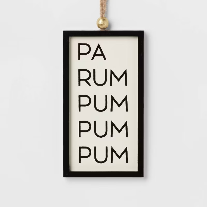 Wood Framed 'Pa Rum Pum Pum Pum' Christmas Tree Ornament Black/White - Wondershop™ | Target