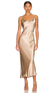 Shona Joy La Lune Bias Cowl Midi Dress in Gold from Revolve.com | Revolve Clothing (Global)