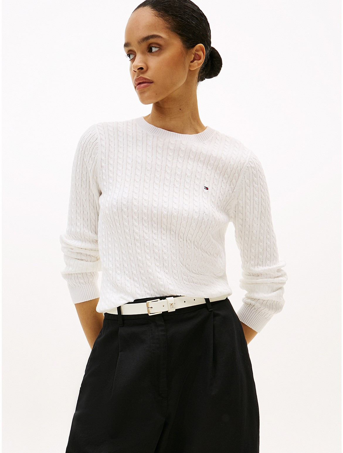 Tommy Hilfiger Women's Cable Knit Sweater - White - XL | Tommy Hilfiger (US)