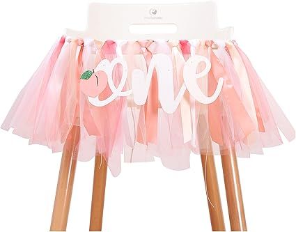 Peach Theme First Birthday Banner - First Birthday High Chair Banner, Sweet Peach Tutu, One Sweet... | Amazon (US)