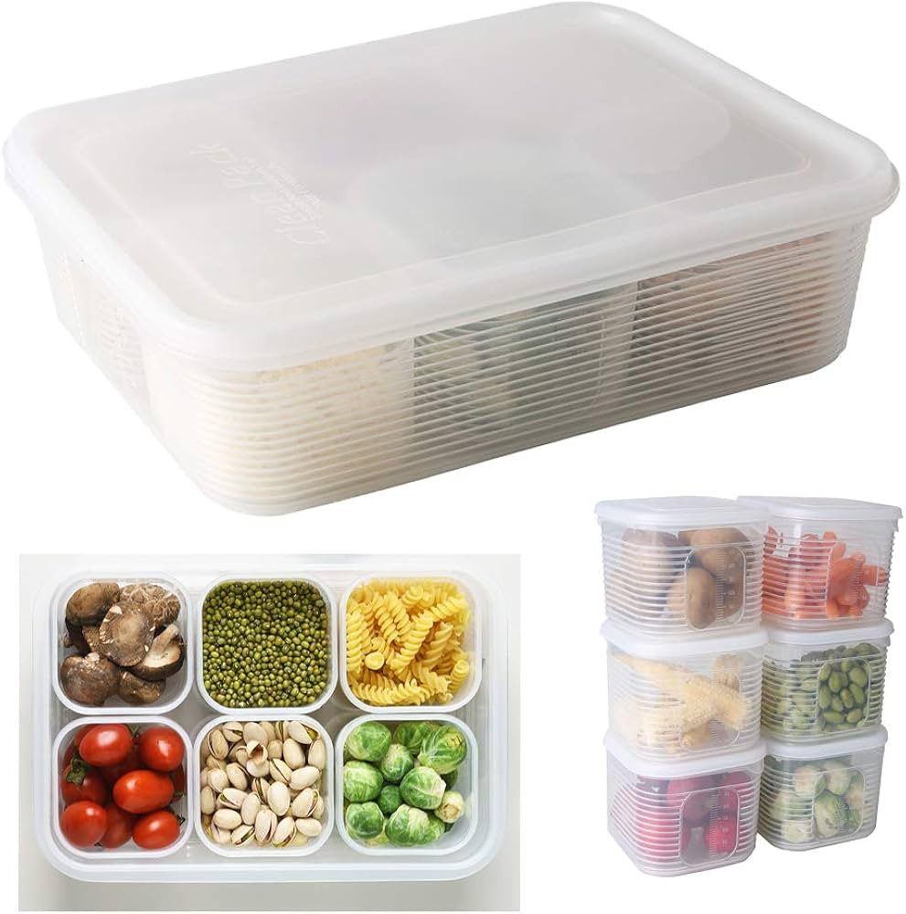 MATSUBE Fridge Food Storage Container- Reusable Fresh Produce Divided Fruit Storage Organizer wit... | Amazon (US)