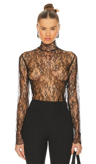 All Over Lace Turtleneck Top in Black | Revolve Clothing (Global)
