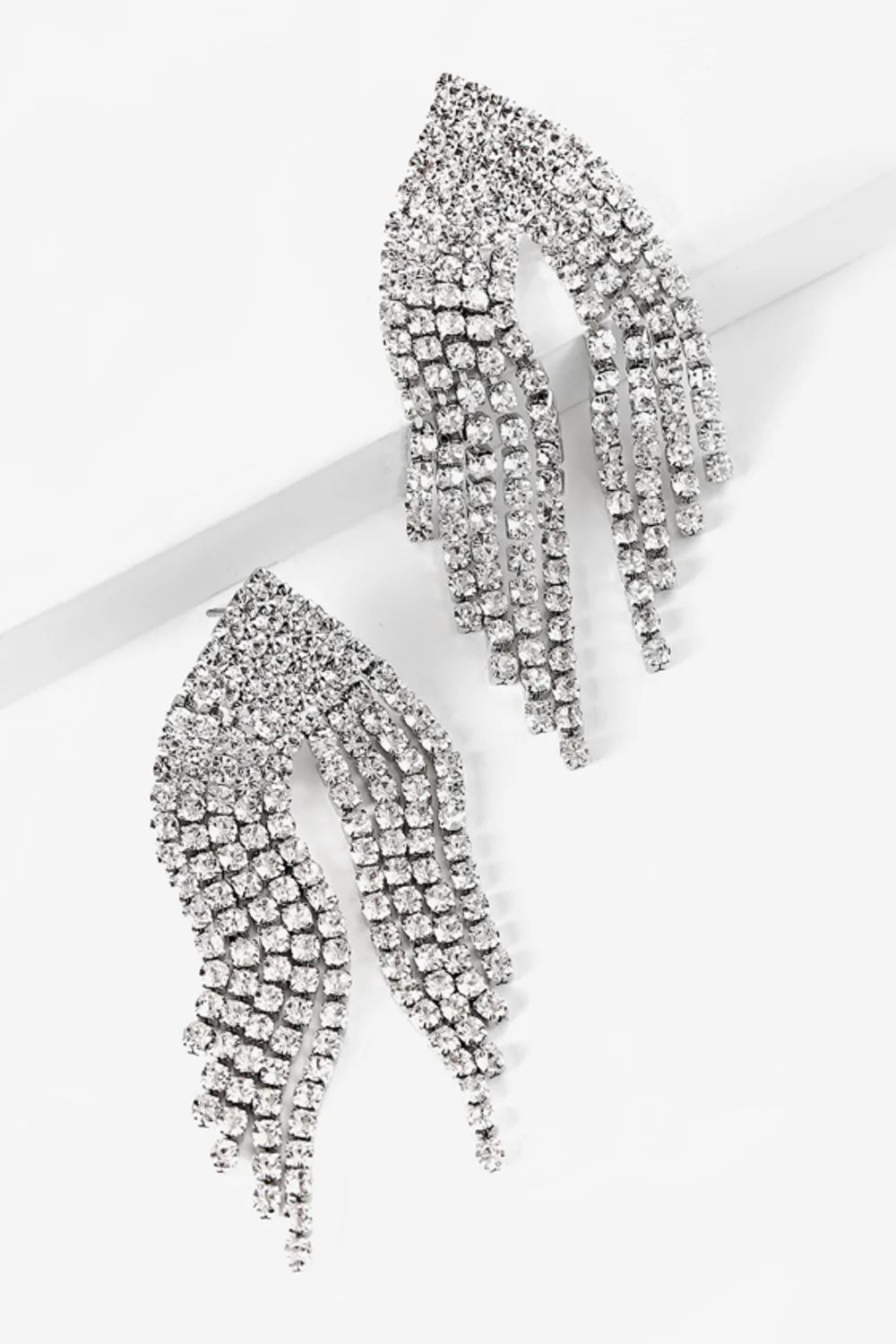 Afterparty Silver Rhinestone Fringe Earrings | Lulus (US)