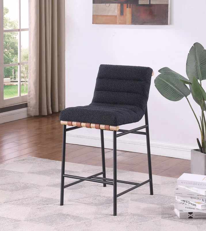Manvel Upholstered Counter Stool with Metal Frame | Wayfair North America