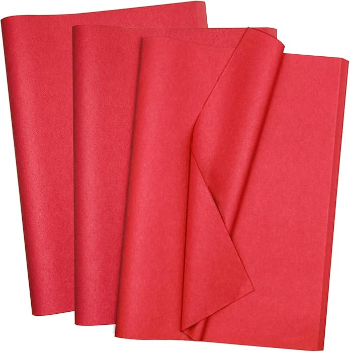 Jkopsnr 100 Sheets Red Tissue Paper 20x14 Inches Tissue Paper for Gift Bags Red Wrapping Tissue P... | Amazon (US)
