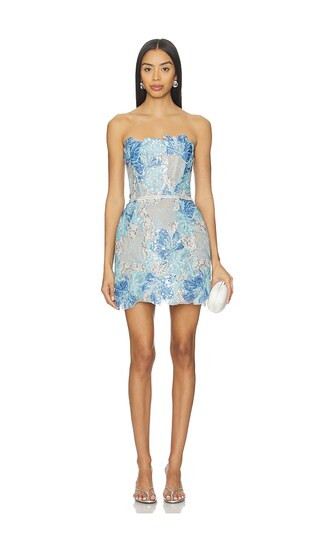 Jasmine Maraya Strapless Mini Dress in Powder Blue Multi | Revolve Clothing (Global)