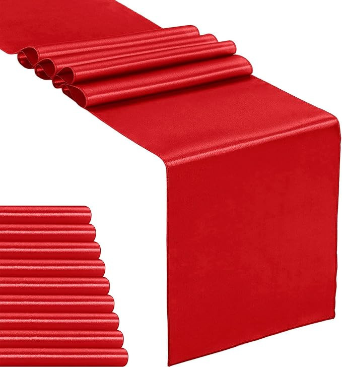 10-Pack Satin Table Runner Red 12 x 108 inches Long, Table Runners for Wedding, Birthday Parties,... | Amazon (US)