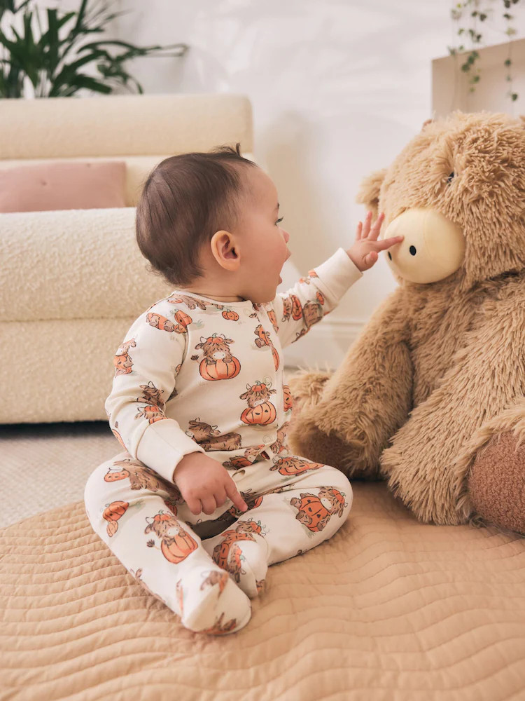 Neutral Halloween Hamish Baby Sleepsuit (0mths-2yrs) | Next EU