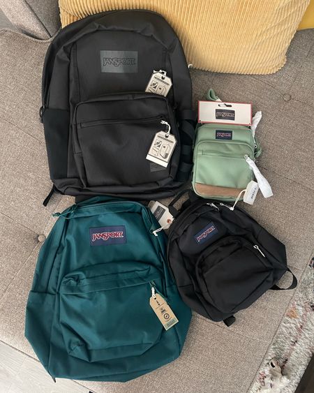 Love my new jansport bags! (Gifted) mini backpack travel bag carry on emerald green sage black side pouch mini crossbody laptop backpack 

#LTKitbag