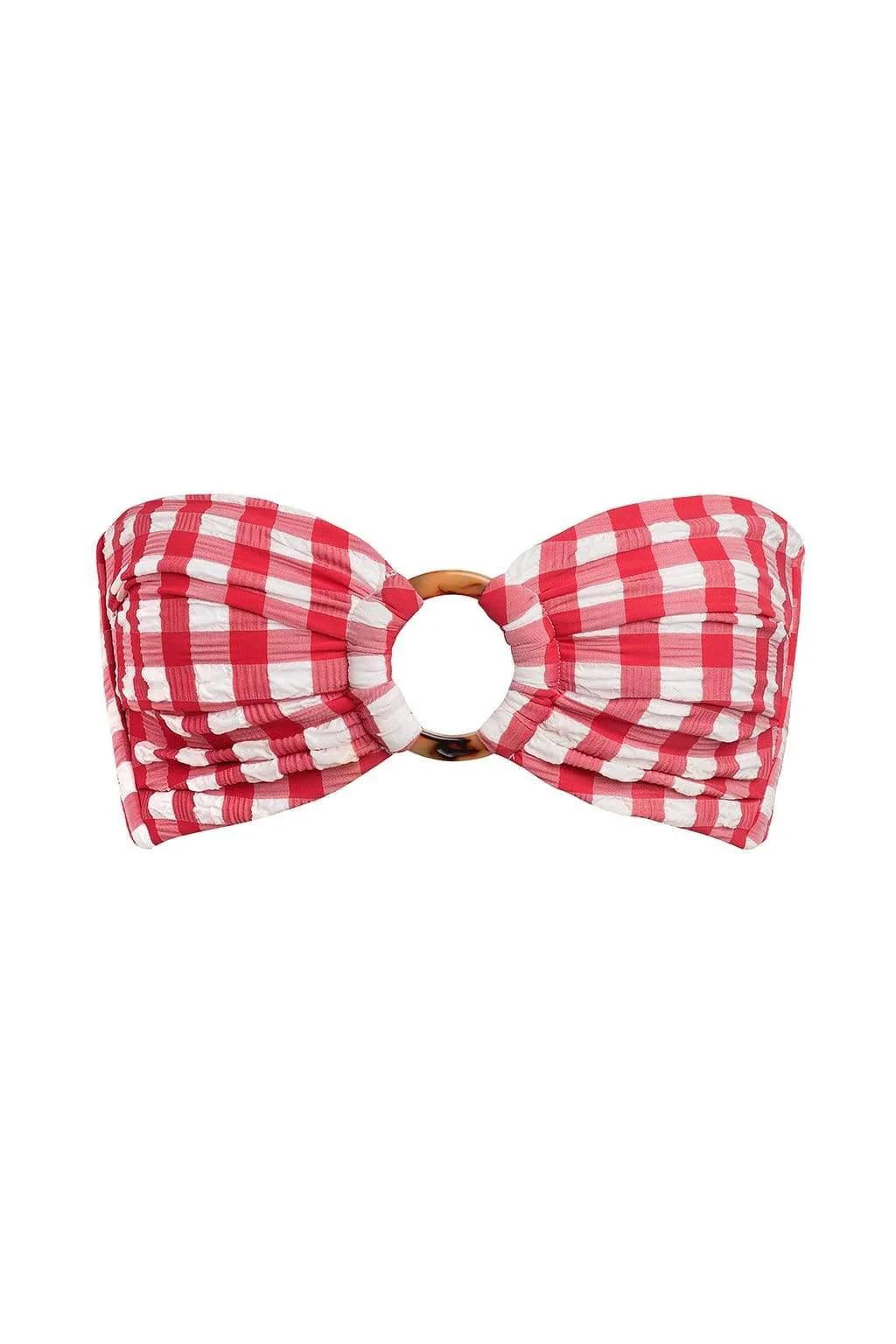 Red Gingham Tori Ties Bandeau Bikini Top | Montce