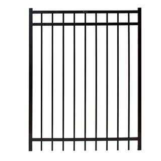 Versai 4 ft. W x 5 ft. H Gloss Black Steel Flat Top Design Fence Gate | The Home Depot
