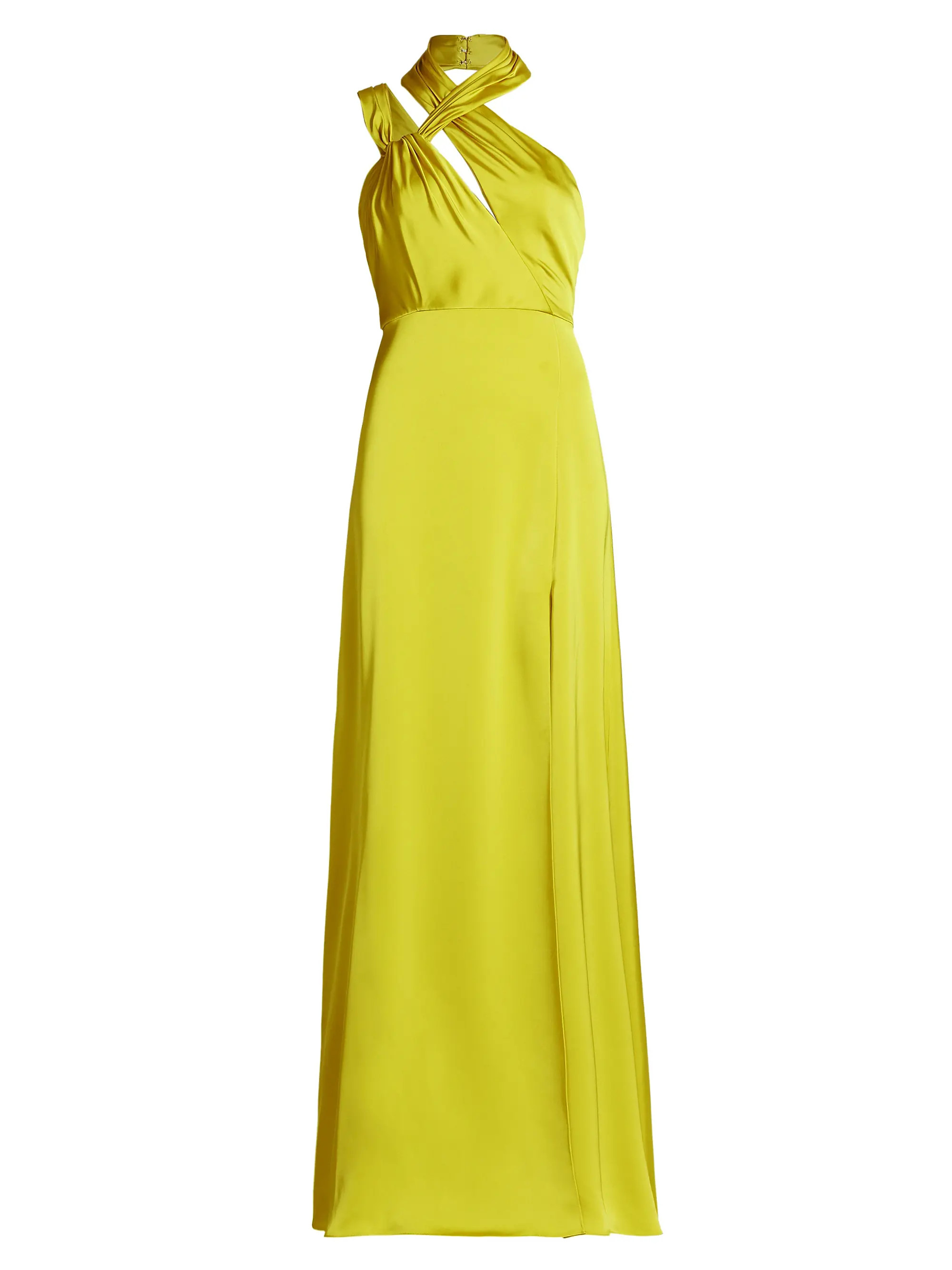 Allen Satin Strappy Halterneck Gown | Saks Fifth Avenue