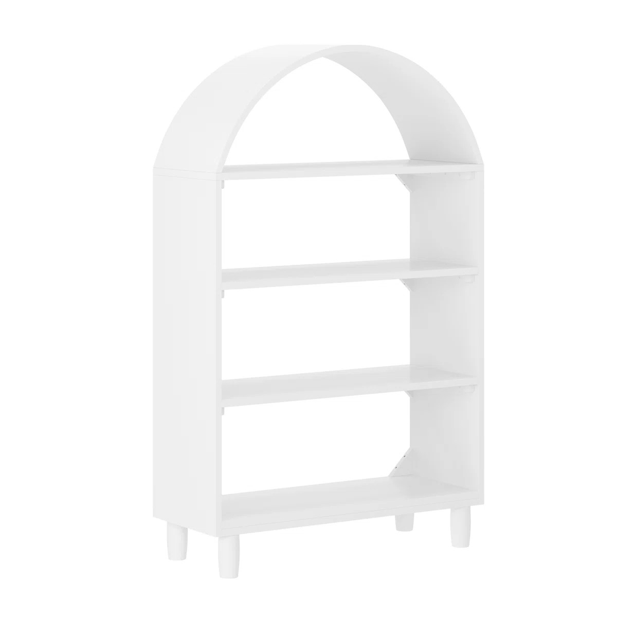Kids Arched Bookcase With Open Shelves And Cylindrical Wooden Legs | Wayfair North America
