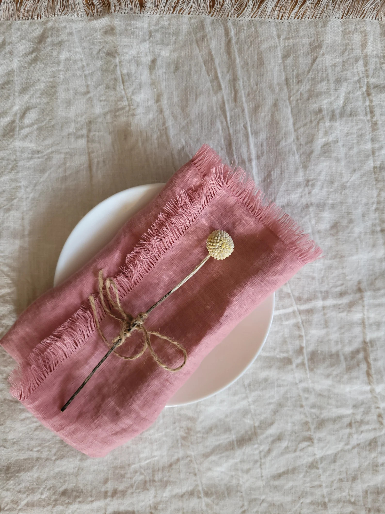 Linen Napkins With Fringe in Dusty Rose Color. Dusty Pink | Etsy | Etsy (US)
